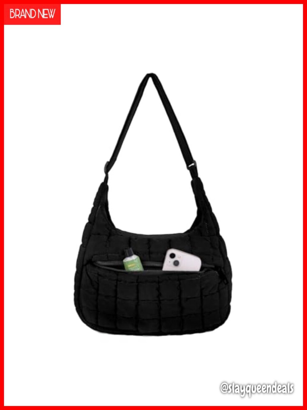 Puffy Quilted Nylon Hobo Shoulder Bag